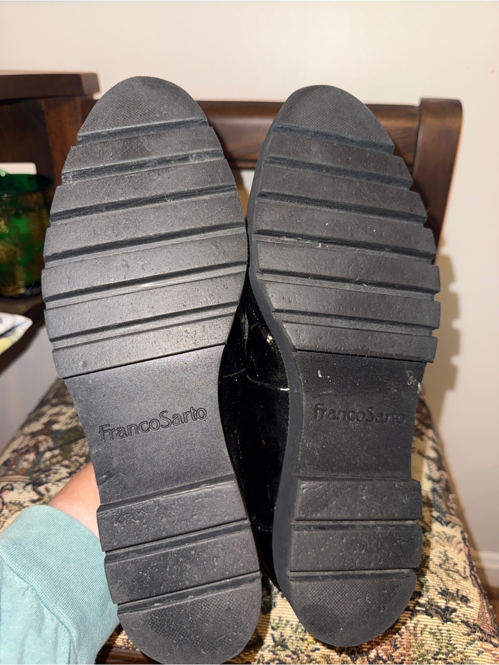 Franco Sarto Black Patent Leather Loafers with Leopard Print - Picture 14 of 14